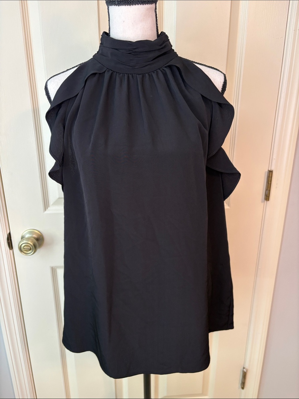 Rachel Zoe Halter Top Ruffled Black size L